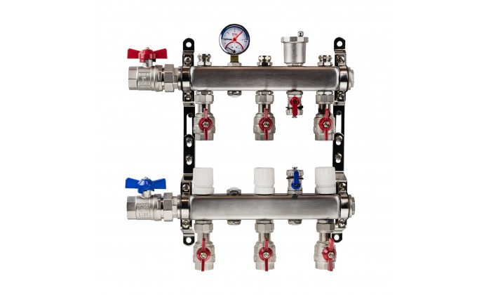 Коллектор магистральный 1 дюйм с настроечными клапанами на 2 выхода