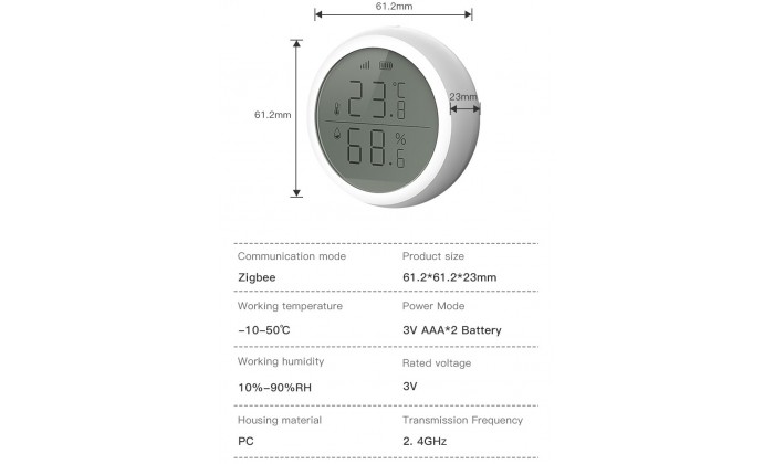 Датчик ZigBee с ЖК-экраном круглый